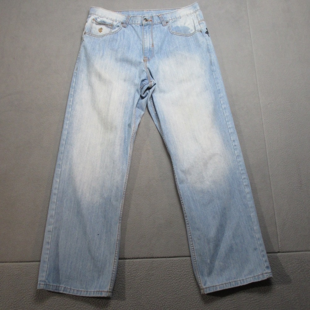 VTG Rocawear Jeans Mens 36X32 Blue Graffiti 90s Hip Hop Baggy Streetwear Jay Z